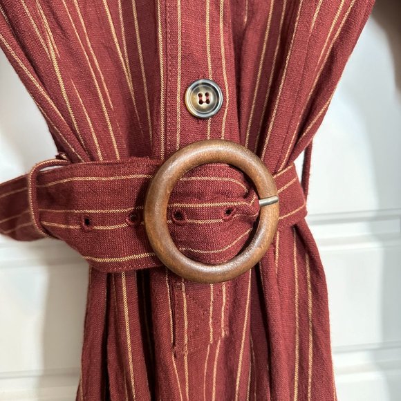 Free People Audrey Striped Belted Long Sleeve Midi Dress - Picture 6 of 6